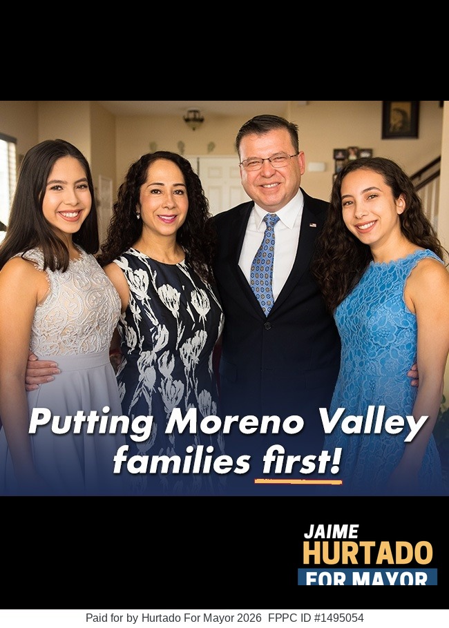 Jaime Hurtado with his family — putting Moreno Valley families first